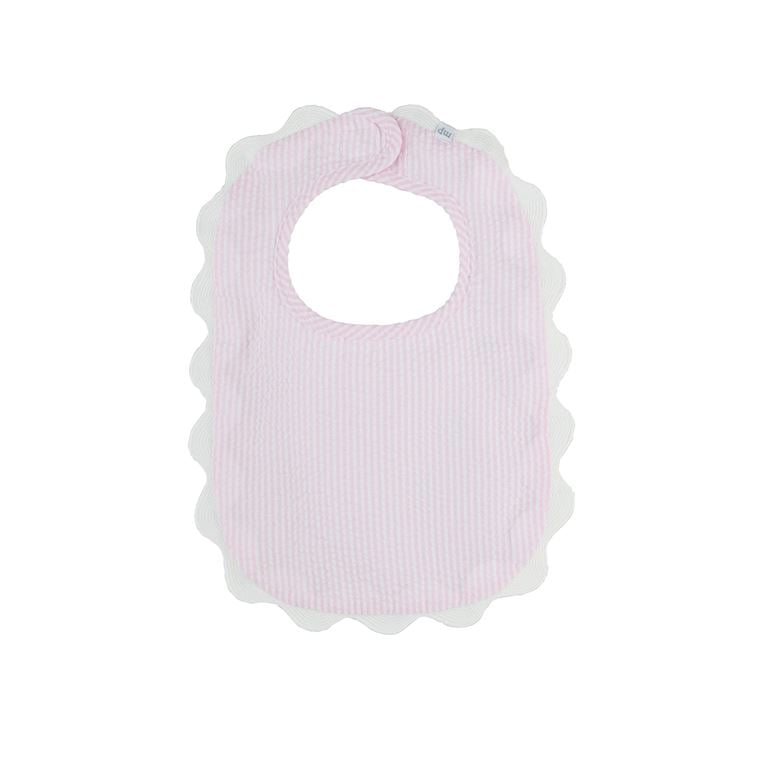 Pink Seersucker Scallop Bib