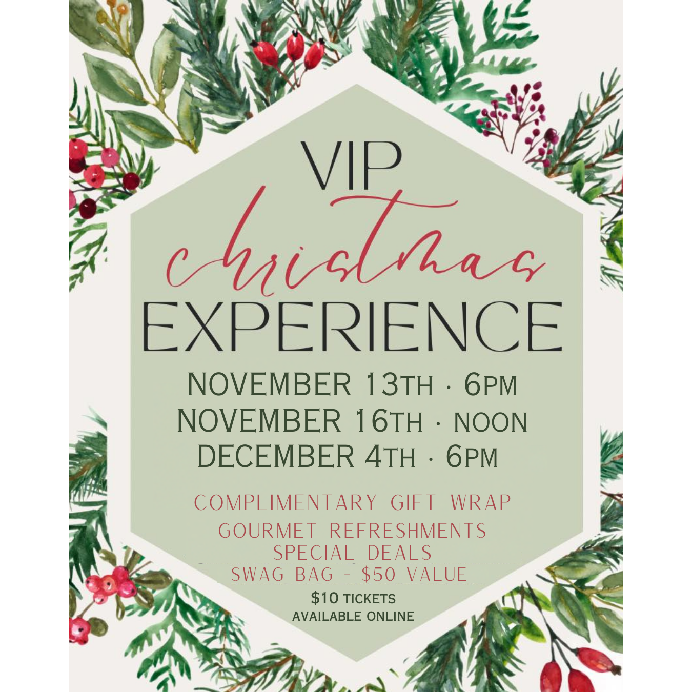 VIP Experience #1 - THURS 11/13: 6pm