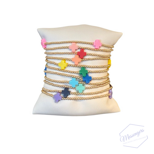 Signature Cross Gold Pattern - 2mm Bracelet: