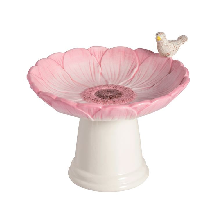Pink Flower Bird Bath