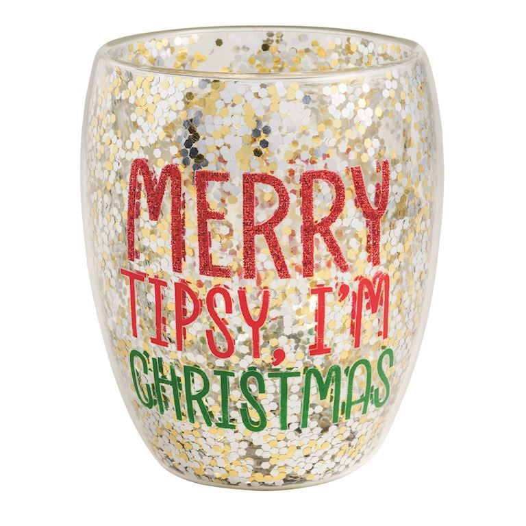 Merry Tipsy Confetti Glass