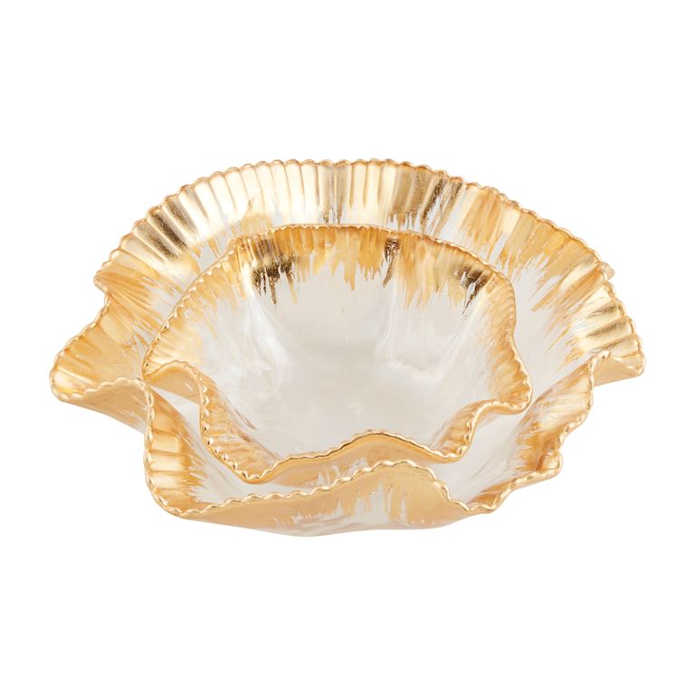 Ruffled Gold Bowl Set: