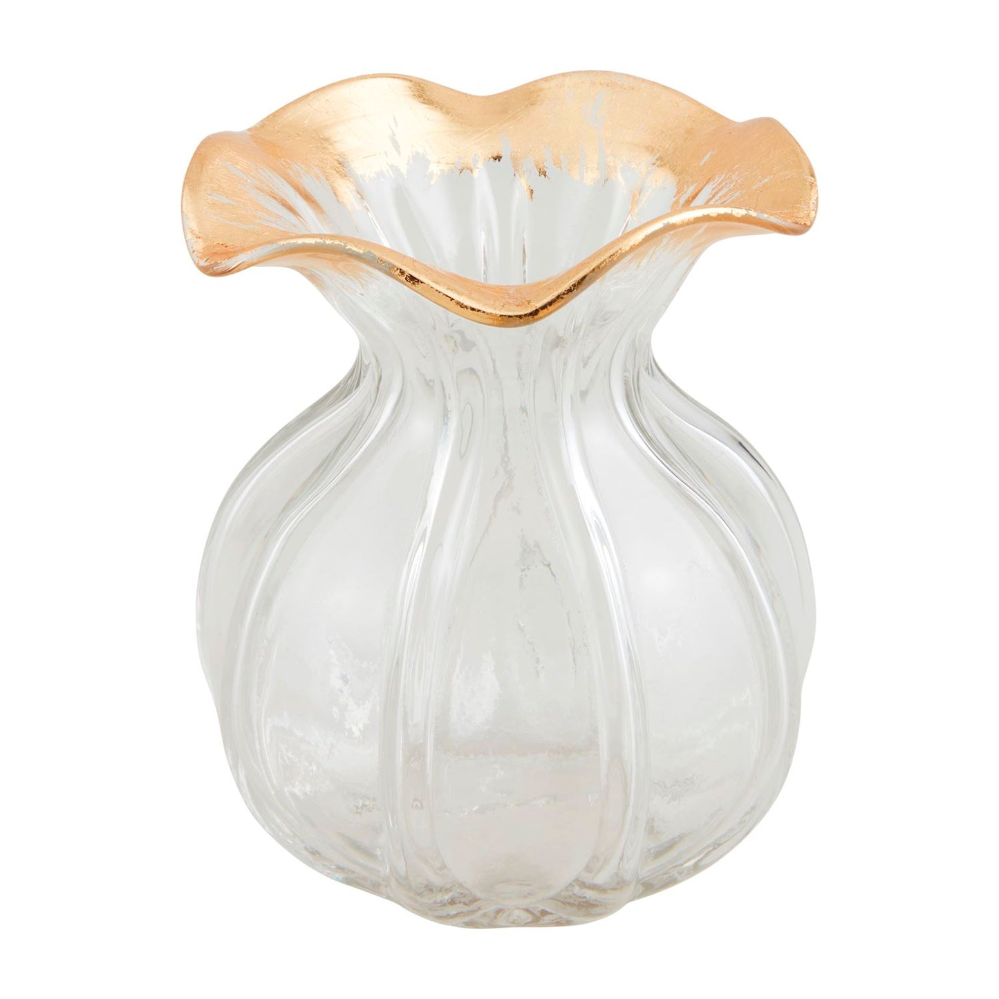 Small Ruffled Glass Vase - Gold