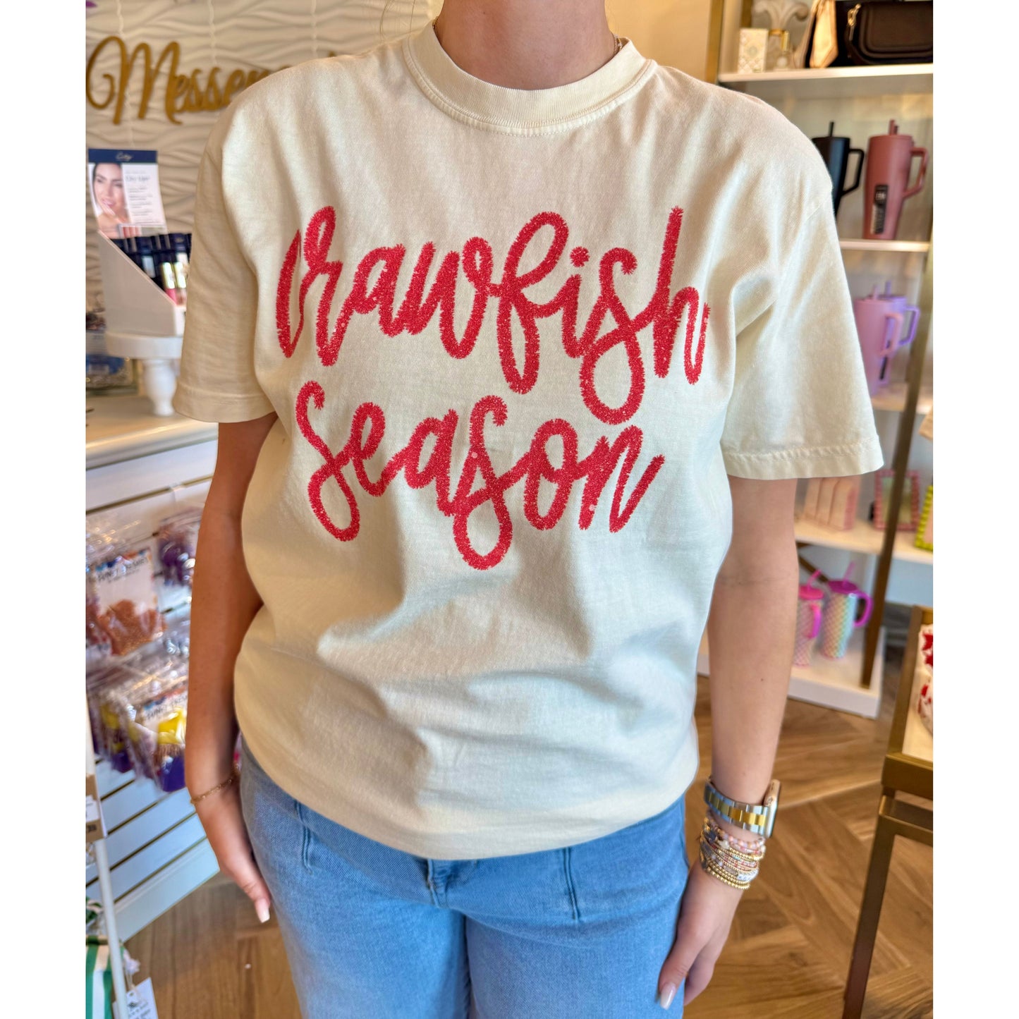 Crawfish Season - Faux Tinsel Tee