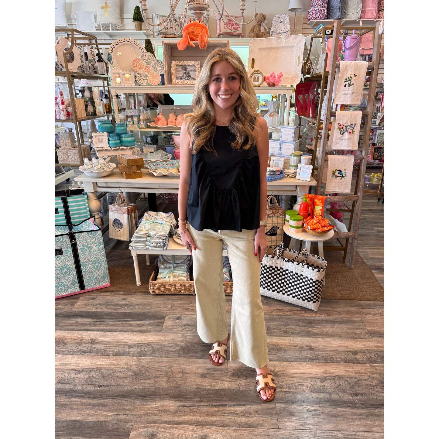 Cropped Wide Leg: Olive