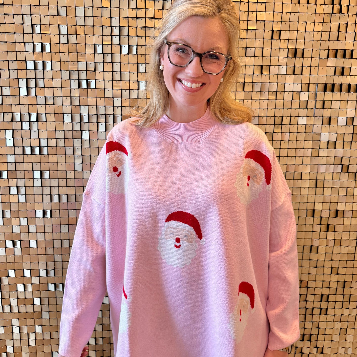 Pink Santa Mockneck