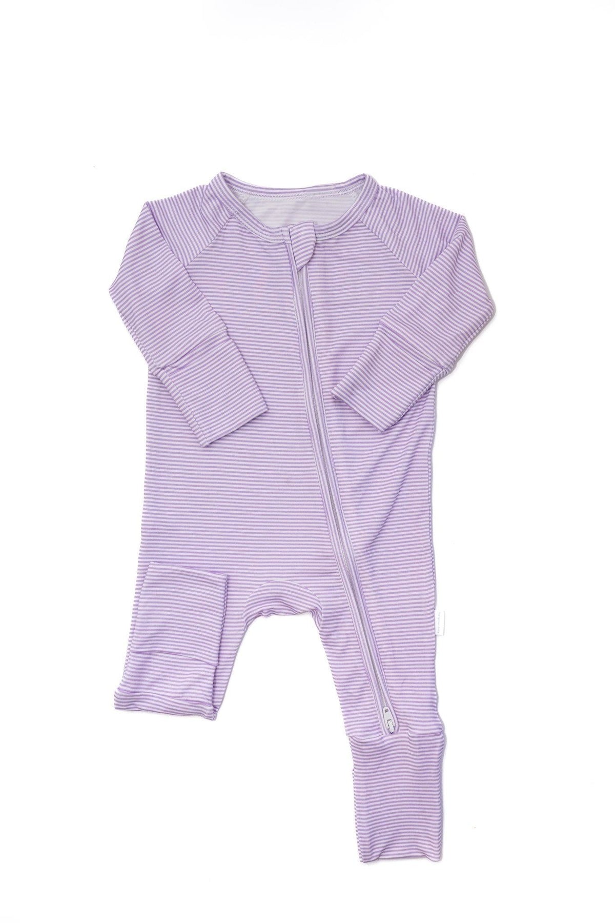 Purple Mini Stripe Sleep Romper: