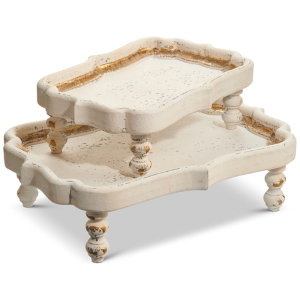 Distressed Footed Trays, set of 2