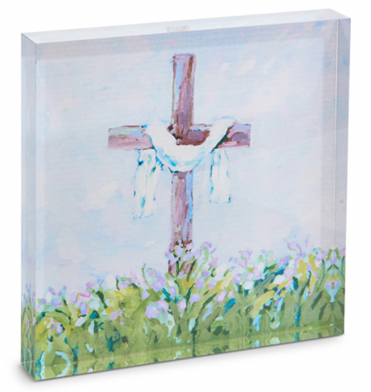 Easter Cross Acrylic Block