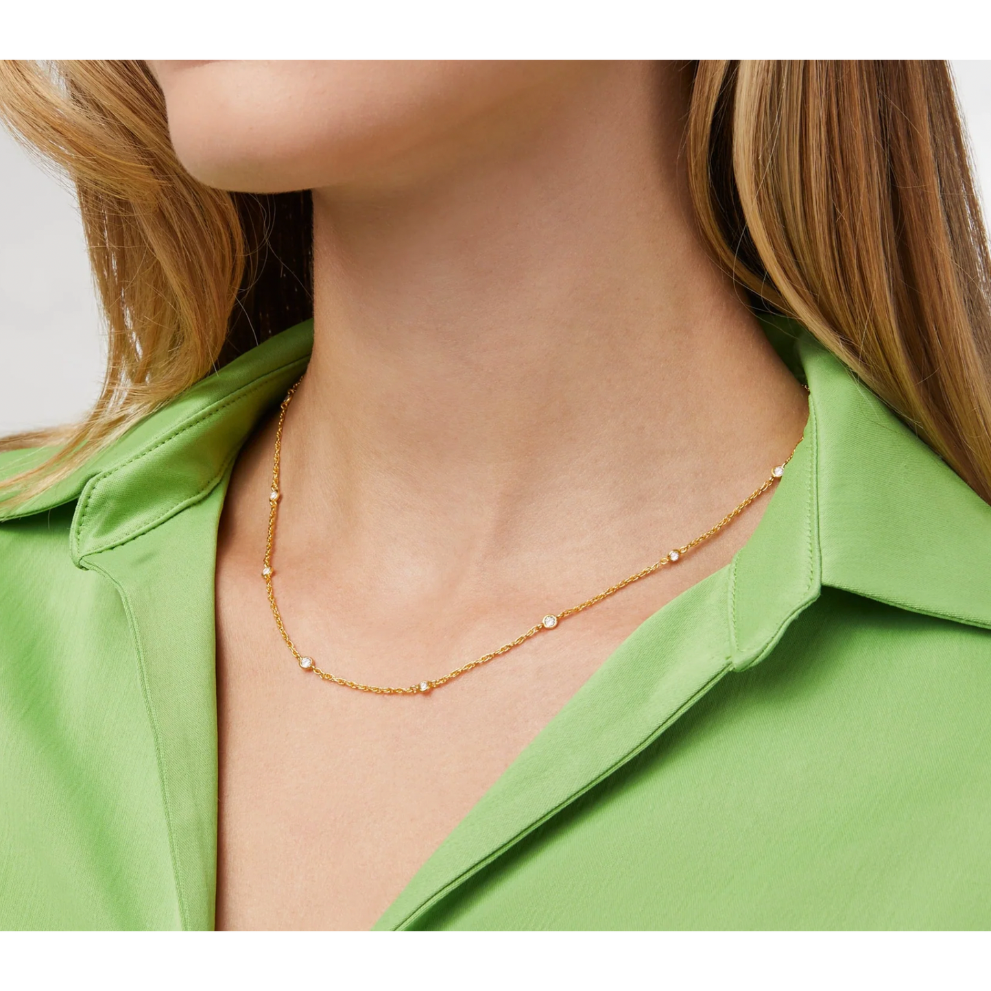 Celeste Delicate Station Necklace - Cubic Zirconia - OS