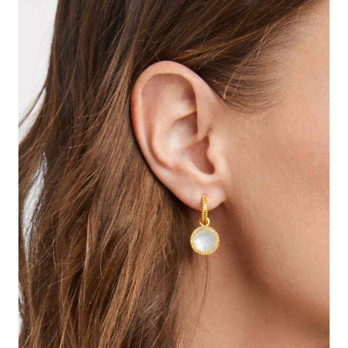 Fleur-de-Lis Hoop & Charm Earring - Iridescent Peony Pink - OS