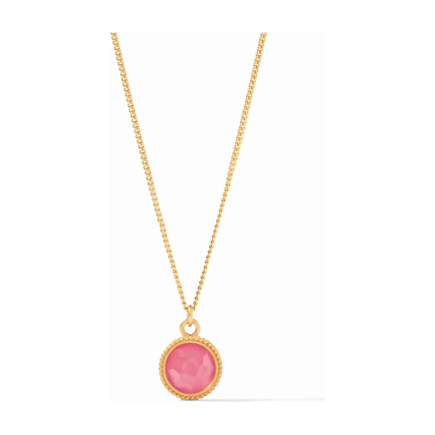 Fleur-de-Lis Solitaire Necklace - Iridescent Peony Pink - OS
