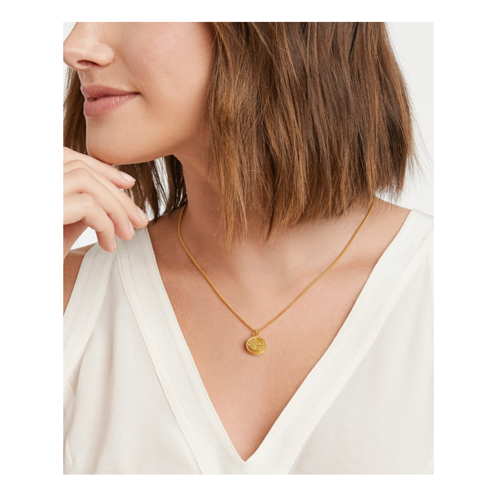 Fleur-de-Lis Solitaire Necklace - Iridescent Peony Pink - OS
