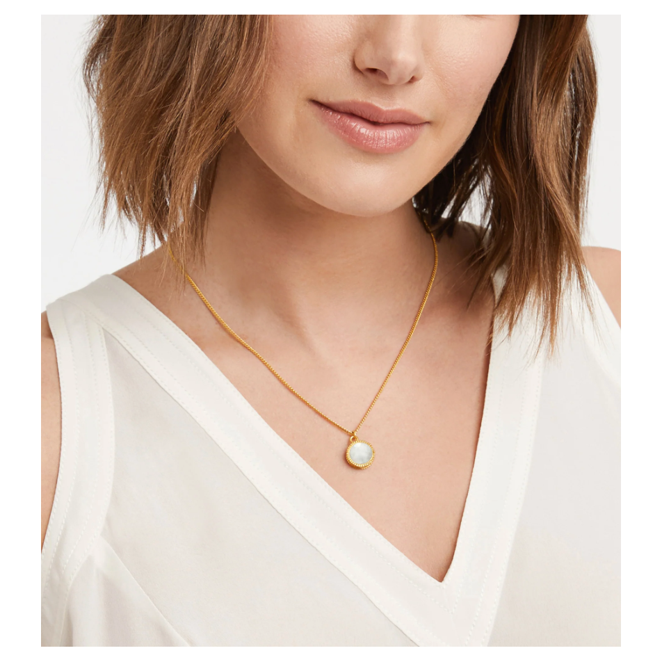 Fleur-de-Lis Solitaire Necklace - Iridescent Peony Pink - OS