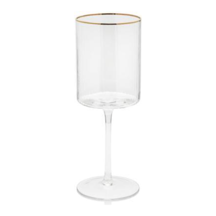 Optic Red Wine Glass w/ Gold Rim