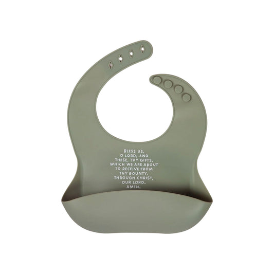 Catholic Meal Blessing Bib - Sage Green