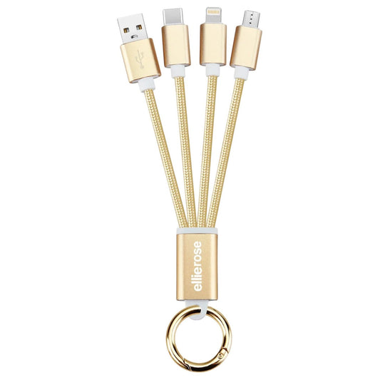 3-in-1 Charging Keychain - Gold