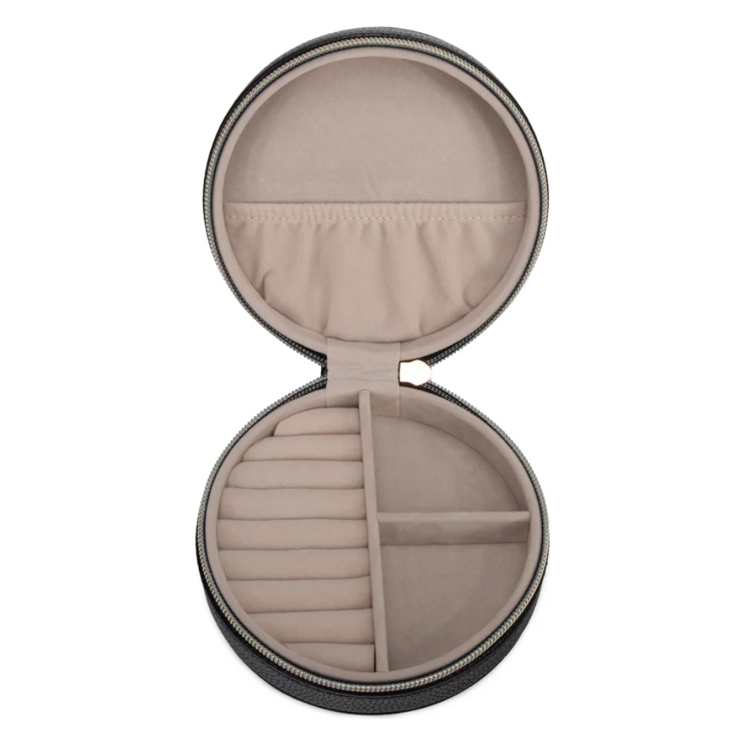 Leah Quilted Travel Jewelry Case - Black