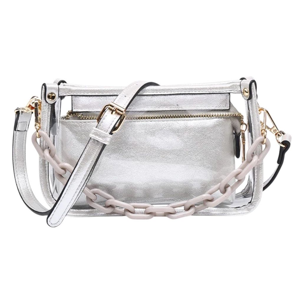 Jessica Clear Crossbody: Glitter Silver