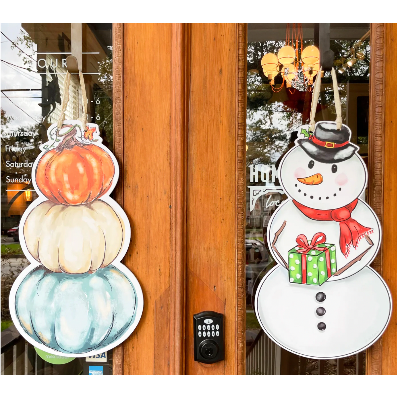 Double Sided Snowman / Pumpkin Stack Door Hanger