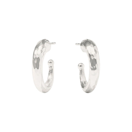 Hammered Hoop - Silver - L