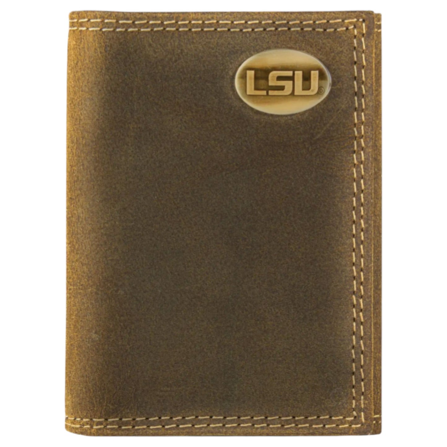 LSU Vintage Leather Tri Fold Wallet
