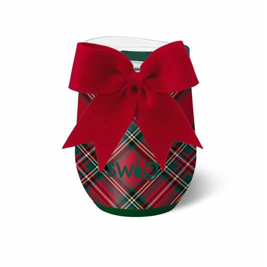 Christmas Plaid - Stemless Wine