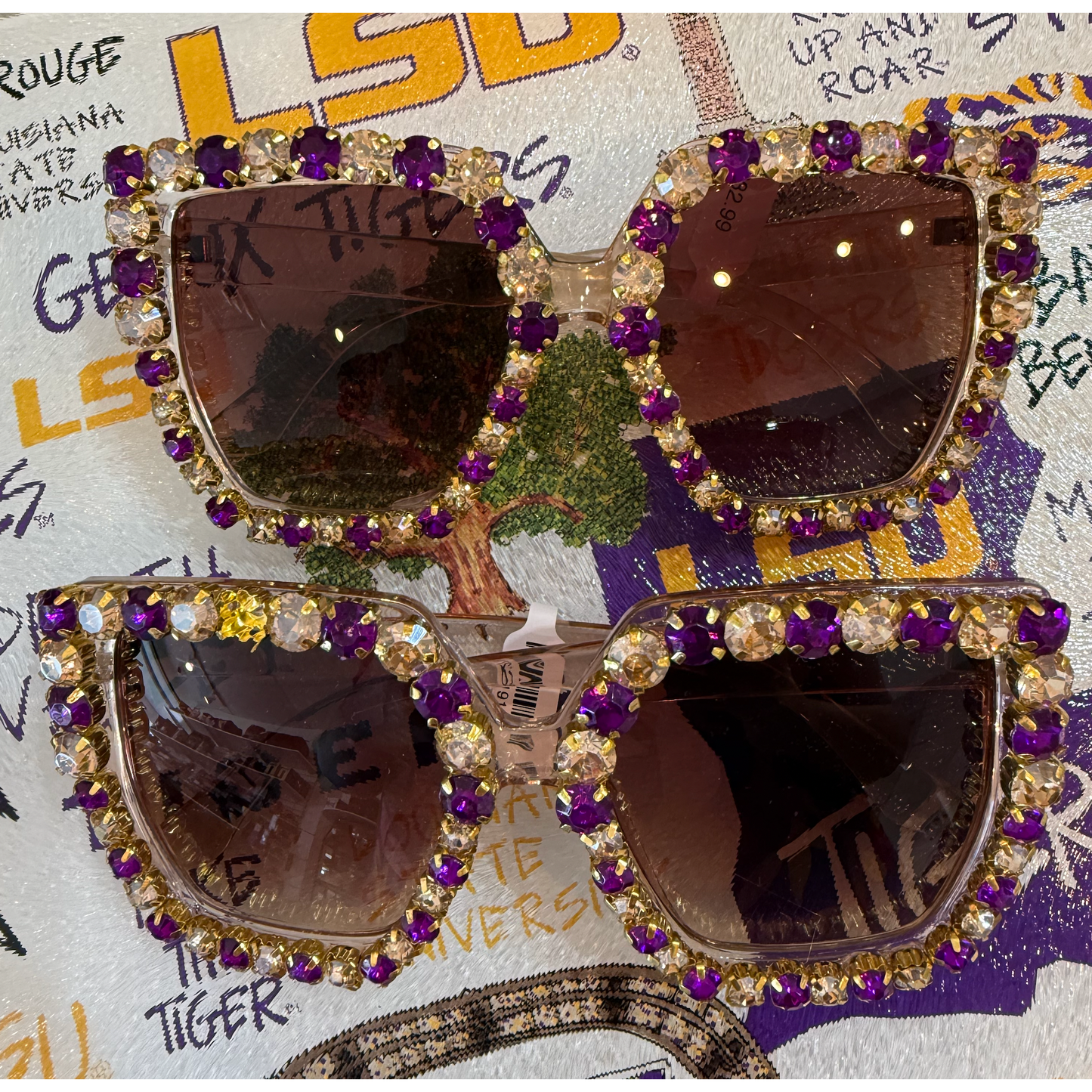 Purple + Gold Stone Sunglasses