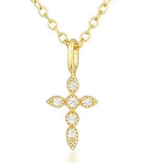 Vintage Cross Necklace - Gold