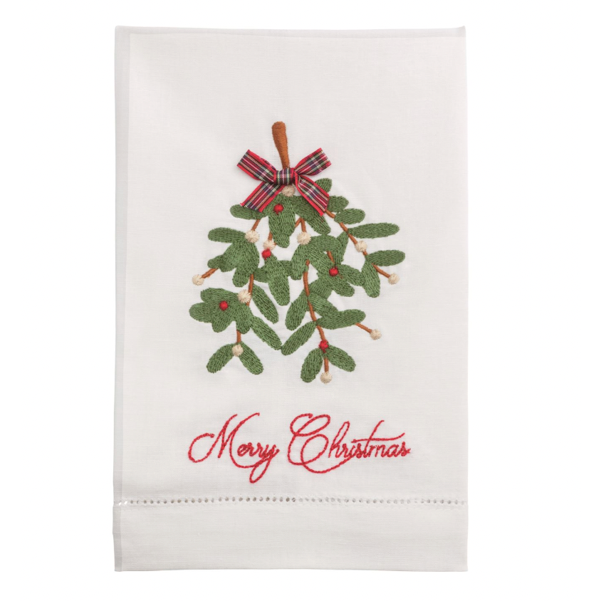 Mistletoe Embroidered Towel