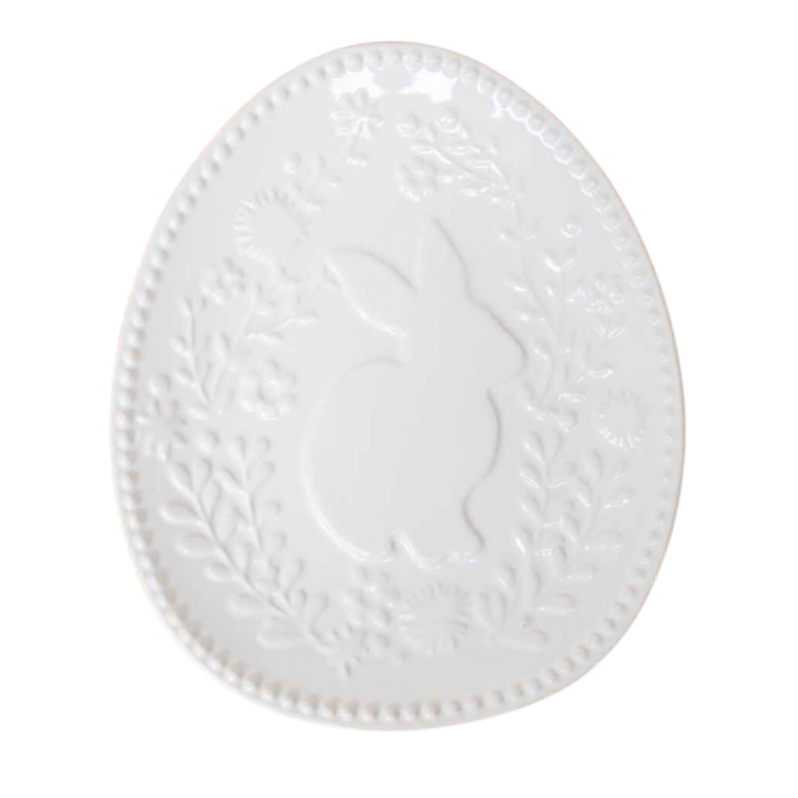 Embossed Floral Bunny Plate