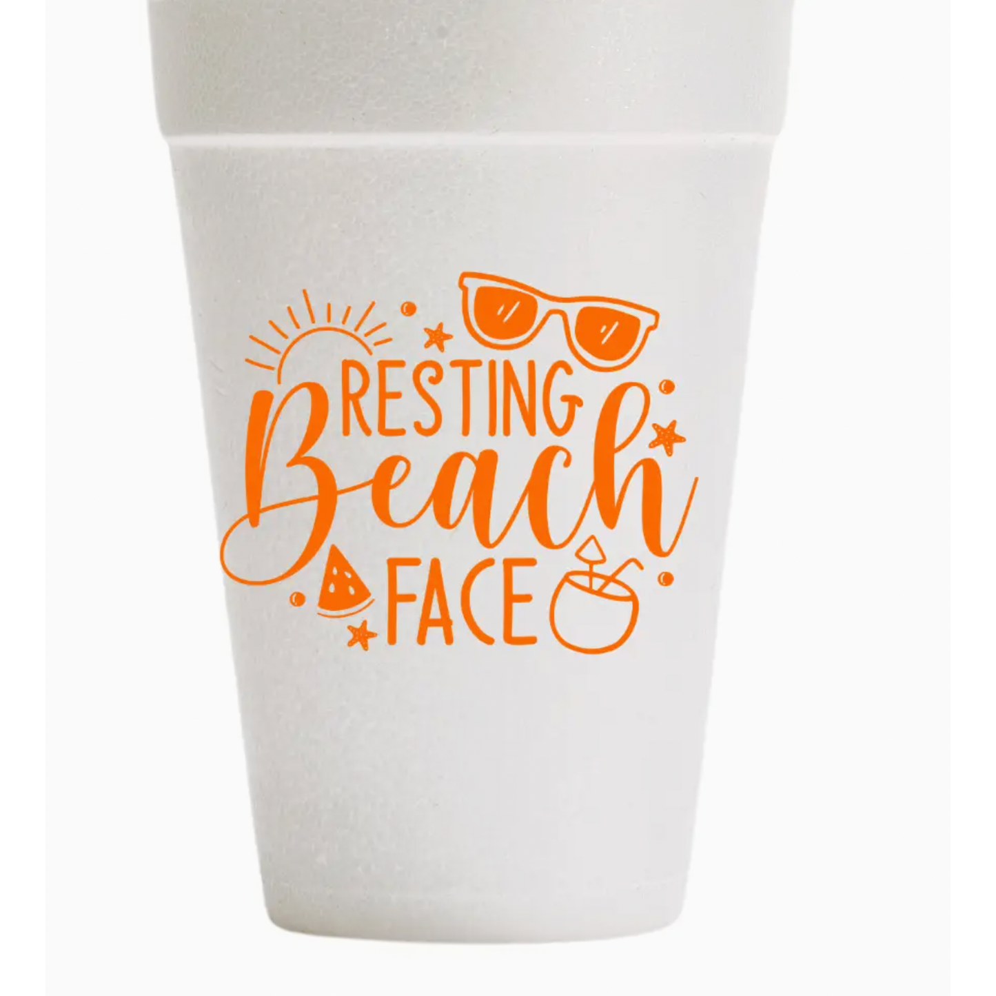 Resting Beach Face Foam Cups