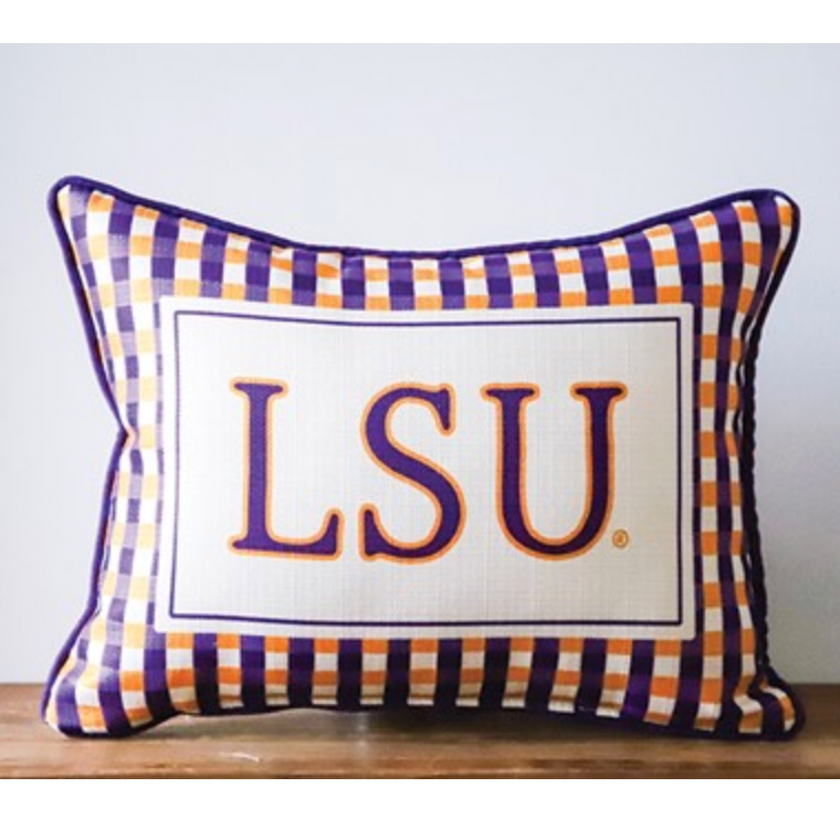 LSU Gingham Pillow