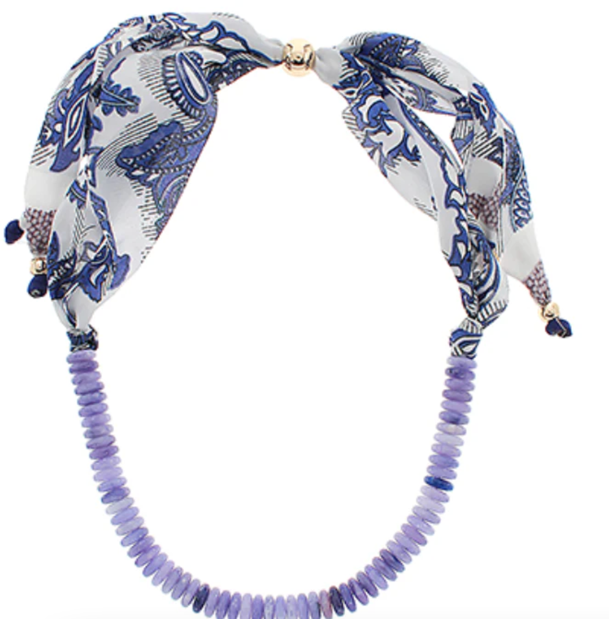Scarf & Bead Necklace: Blue
