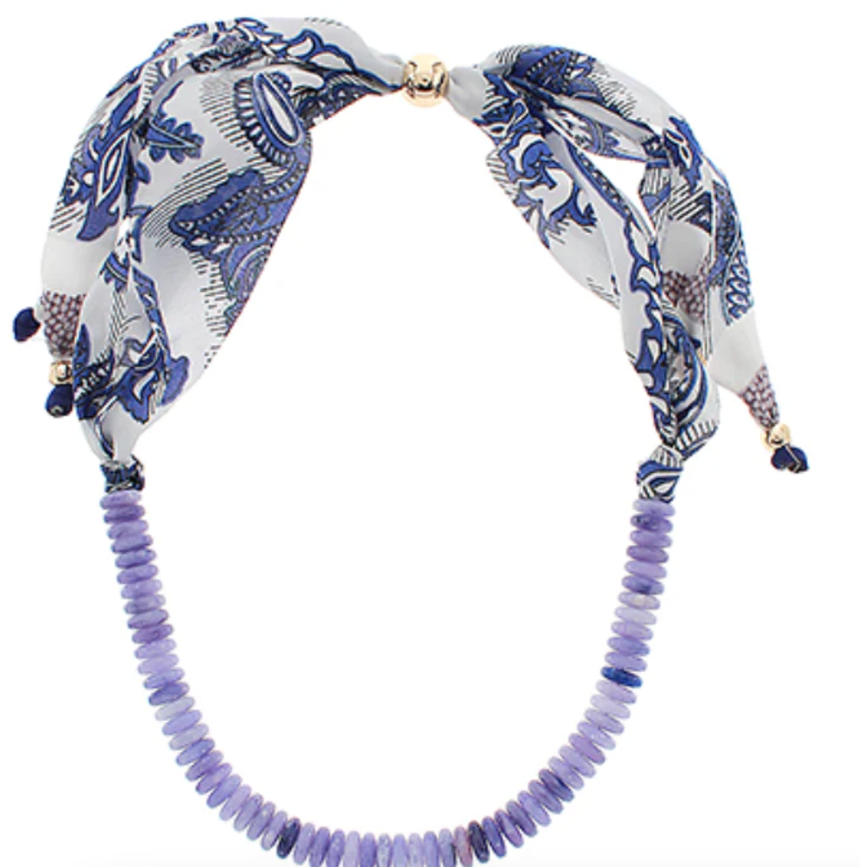 Scarf & Bead Necklace: Blue