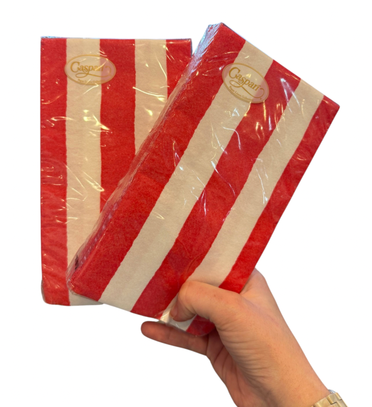 Red - Cafe Stripe Guest Towels