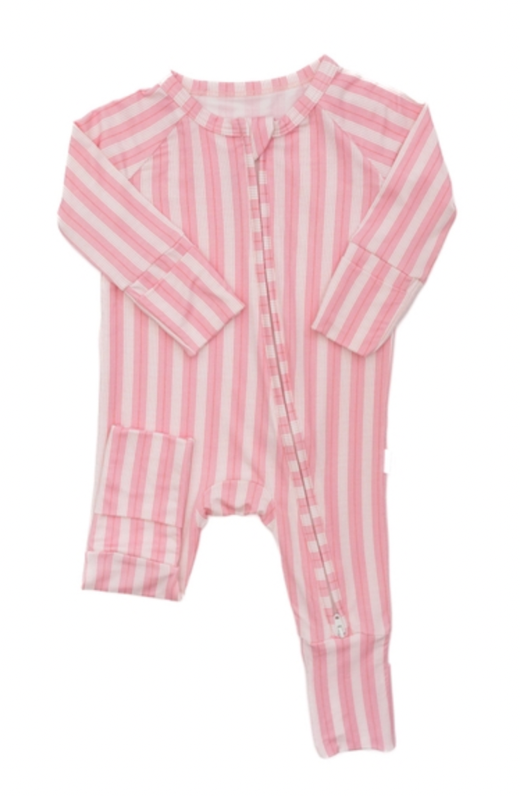 Red & White Stripe Sleep Romper: