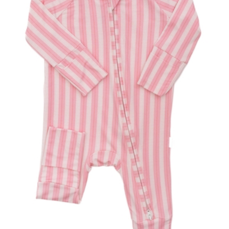 Red & White Stripe Sleep Romper: