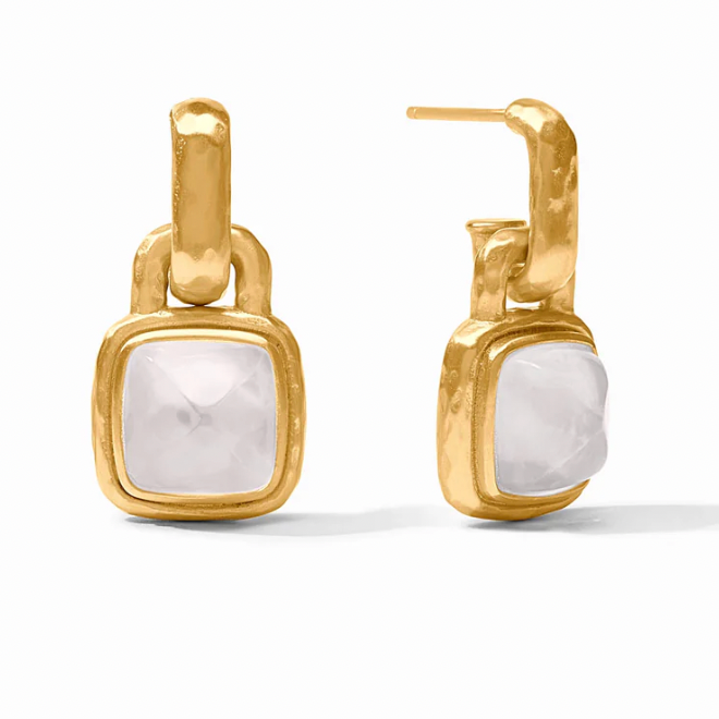 Sahara Hoop + Charm Earring - Clear Crystal