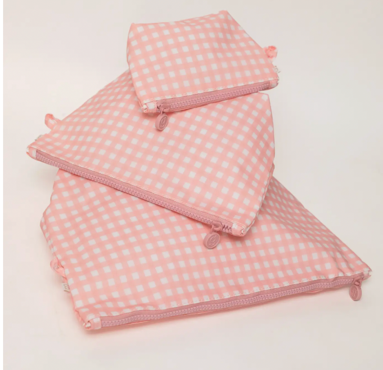 Pink Gingham Wipeable Pouch: