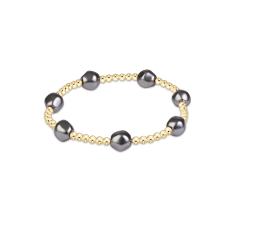 Admire Pearl Dark Grey 3mm Gold Bracelet