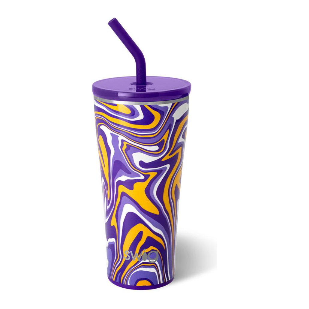 Fanzone - Purple + Yellow: Straw Tumbler 32oz