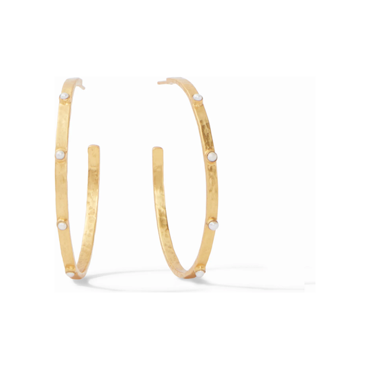 Crescent Stone Hoop - Pearl - Lrg