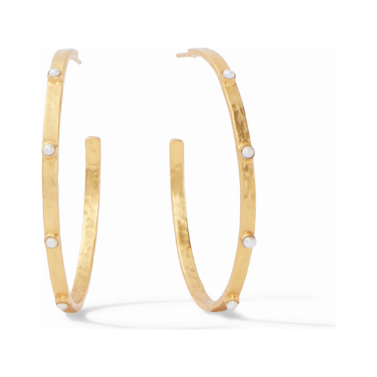 Crescent Stone Hoop - Pearl - XL