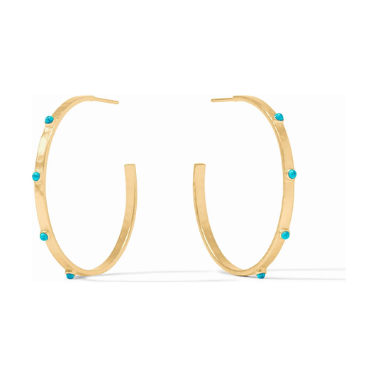 Crescent Stone Hoop - Turquoise - Lrg