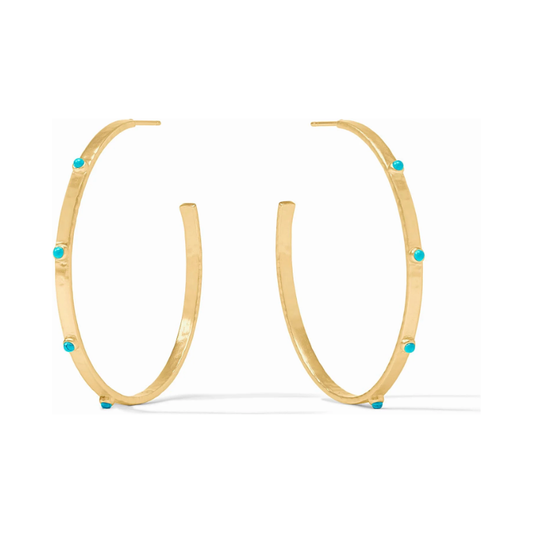 Crescent Stone Hoop - Turquoise - XL
