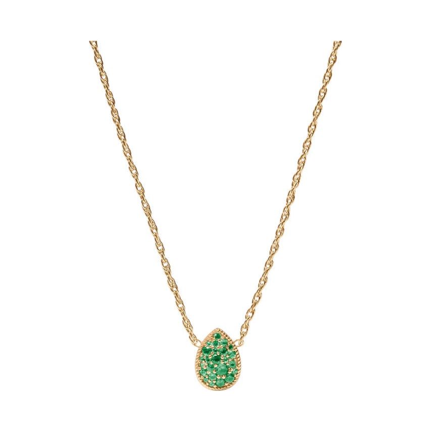 Birthstone Teardrop Delicate Necklace - Emerald
