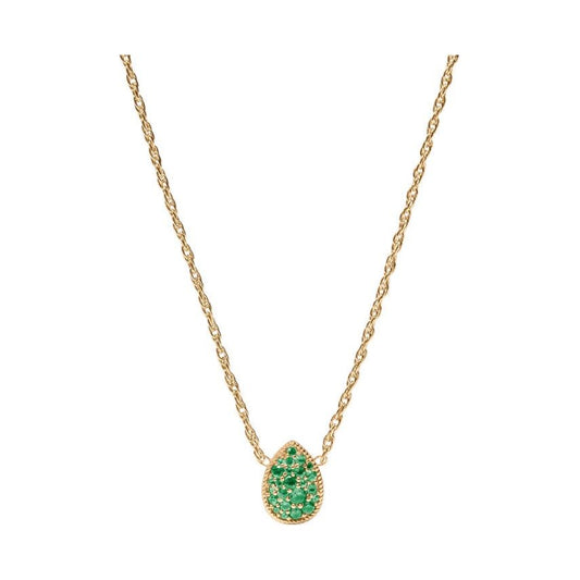 Birthstone Teardrop Delicate Necklace - Emerald