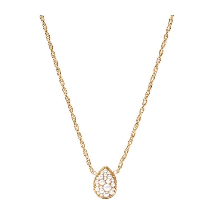Birthstone Teardrop Delicate Necklace - Pearl