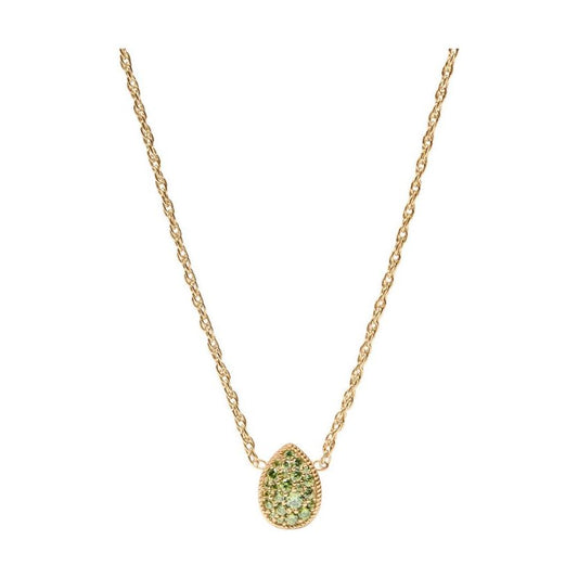 Birthstone Teardrop Delicate Necklace - Peridot Green